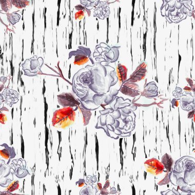 Çiçekli geometrik fırça dikişsiz iz