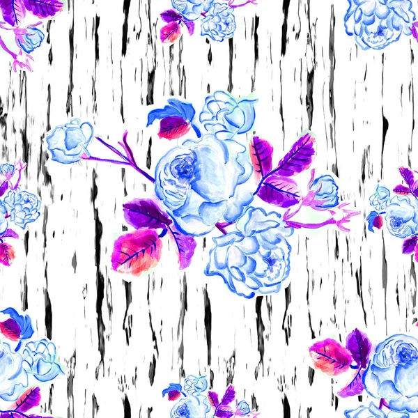 Pincel geométrico floral impresión sin costuras —  Fotos de Stock