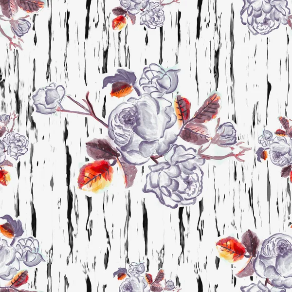 Çiçekli geometrik fırça dikişsiz iz