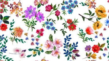 Çiçekler romantizm doludur, yapraklar ve çiçekler sanat tasarımı.