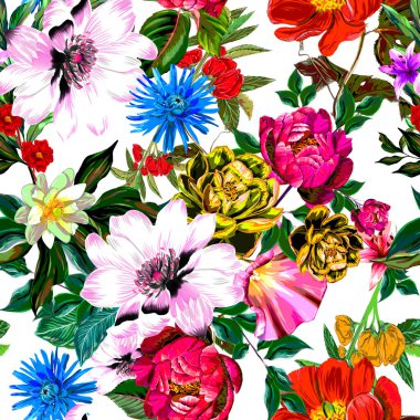 Çiçekler romantizm doludur, yapraklar ve çiçekler sanat tasarımı.