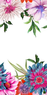 Çiçekler romantizm doludur, yapraklar ve çiçekler sanat tasarımı.