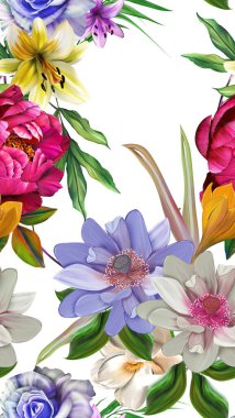 Çiçekler romantizm doludur, yapraklar ve çiçekler sanat tasarımı.