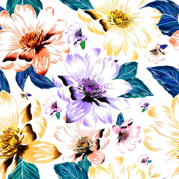 Квіти Сповнені Романтики Дизайн Мистецтва Листя Квітів — стокове фото