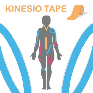 Kinesio bant ile tedavi. Vücut ve bir örnek karışım. 