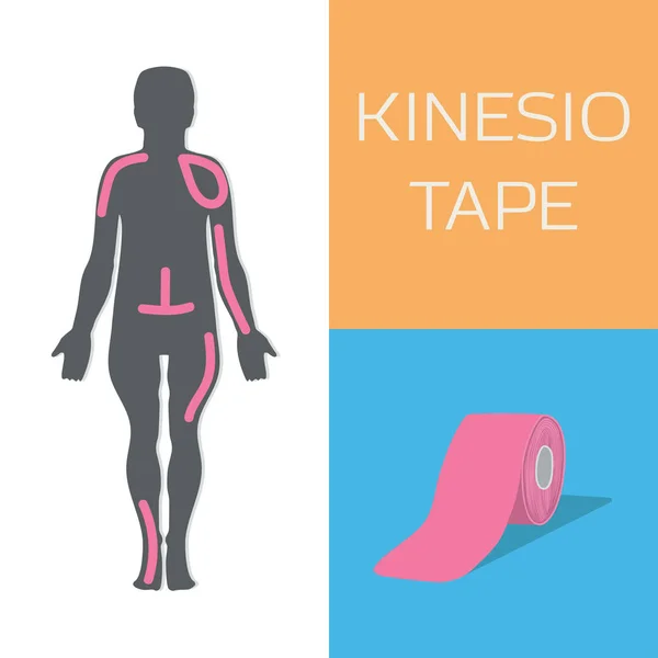 Kinesio tape verbetert postere en vermindert de zwelling. — Stockvector