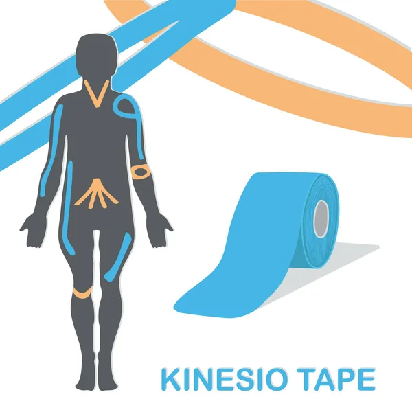 Kinesio tape improves nerve receptors and reduces pain. — Stock Vector