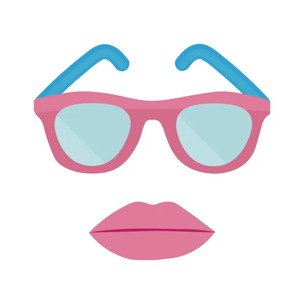 Plastic sunglasses and women's lips. — Stock Vector