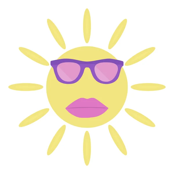 Солнце в солнечных очках и губах . — стоковый вектор