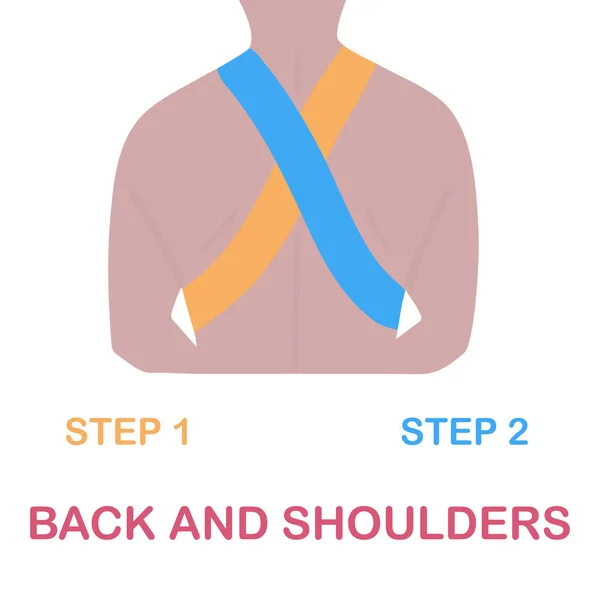 Спина и плечи. Правильная кинезиологическая лента . Лицензионные Стоковые Иллюстрации