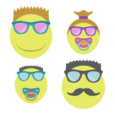 Eşcinsel aile emoji iki çocuklu. 