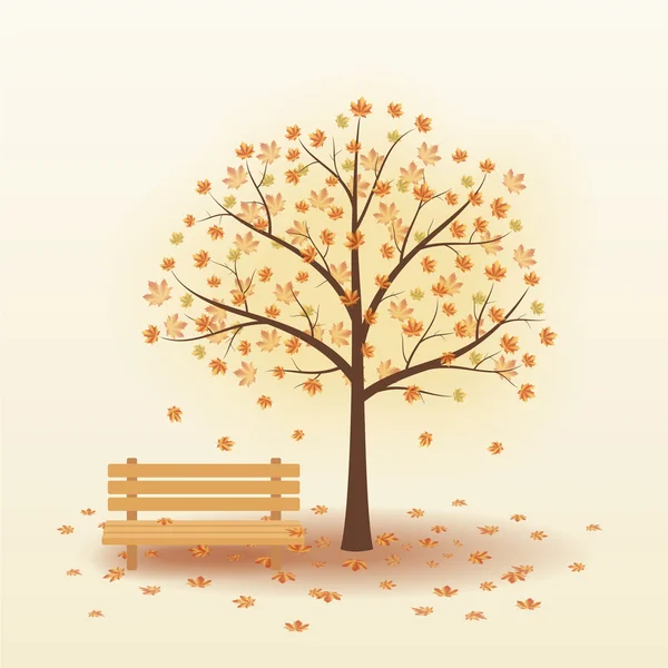 Träd, bänk, park. — Stock vektor