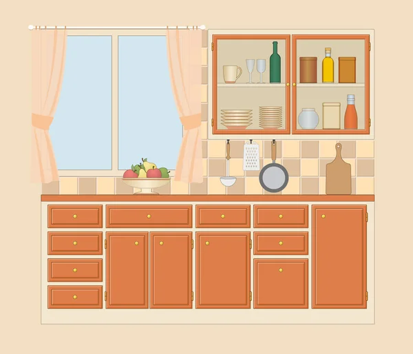 Keuken interieur. vectorillustratie. — Stockvector