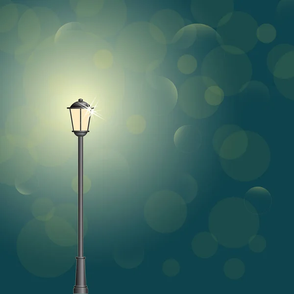 Lâmpada de rua no fundo de luz bokeh. Ilustração vetorial . —  Vetores de Stock