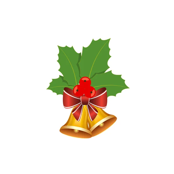 Cloche de Noël sur fond blanc. Illustration vectorielle isolée . — Image vectorielle