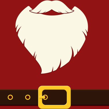 Kırmızı bir arka plan üzerinde Noel Baba'nın sakallı Noel kartı.