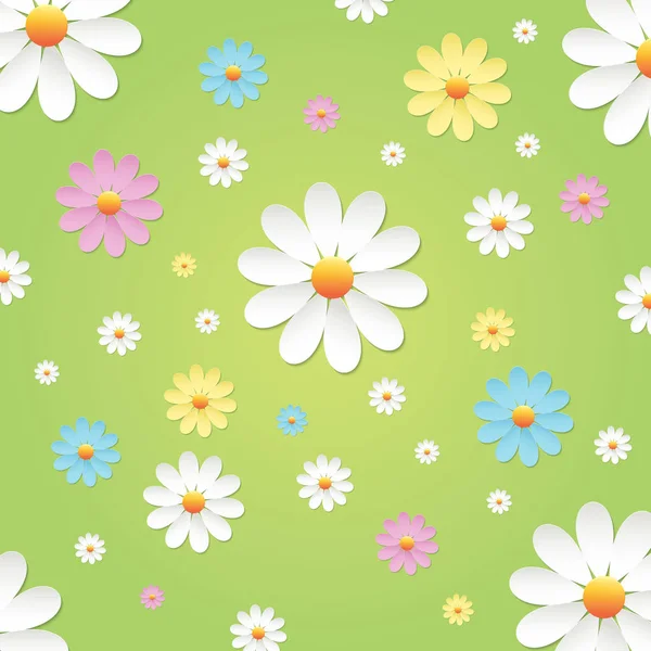 Chamomile flower on green background. — Stock Vector