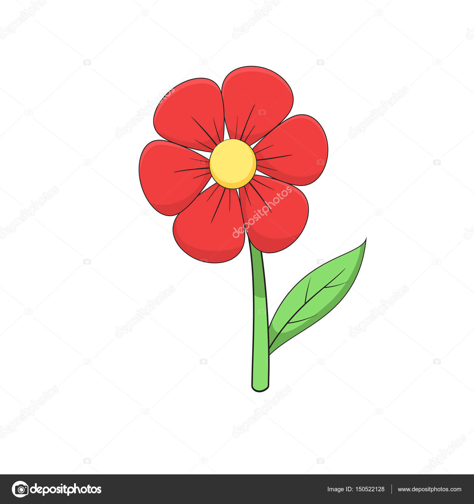 Fleur Rouge Dessin Animé Image Vectorielle Sanchesnet1