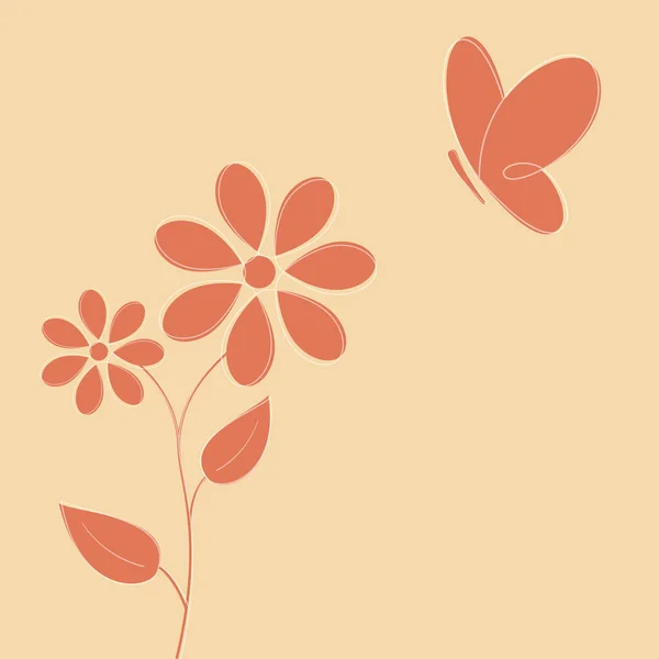 Flor y mariposa . — Vector de stock