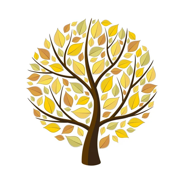 黄色の葉を持つ秋の木 — ストックベクタ