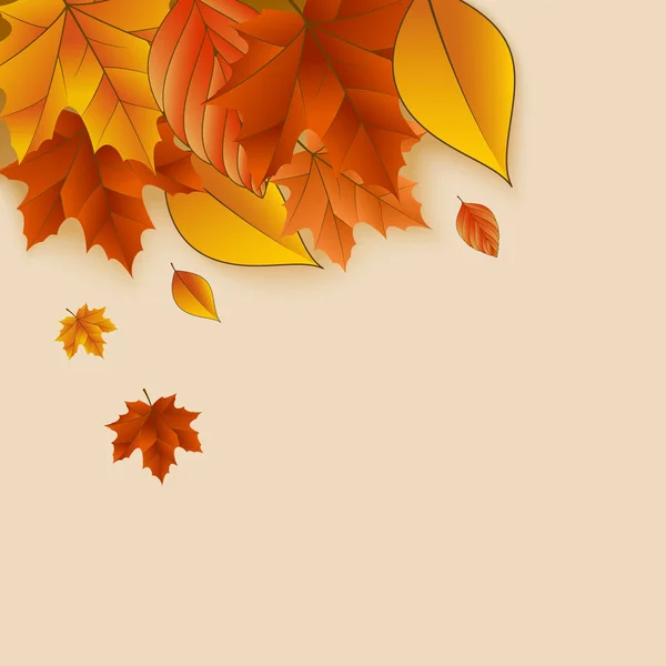 Latar belakang musim gugur dengan daun yang berjatuhan - Stok Vektor