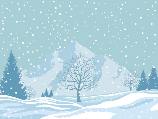 Paisaje invernal sobre nieve — Vector de stock