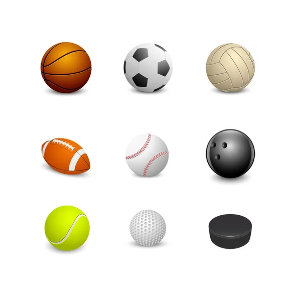 Juego de pelotas deportivas — Vector de stock