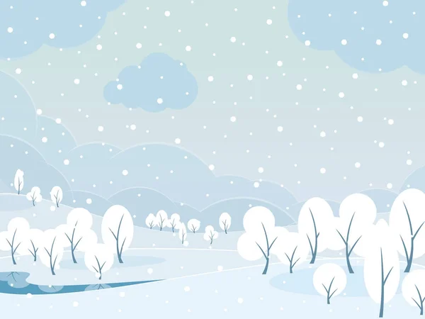 Winter Snowy Landschap — Stockvector