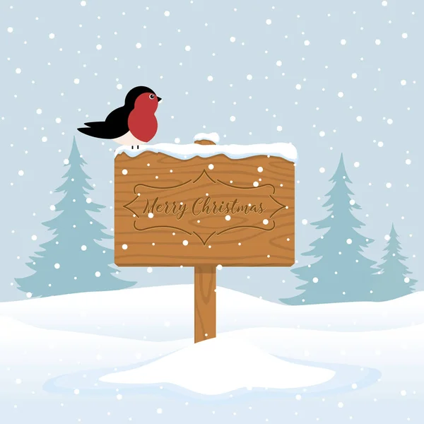 Houten bord Merry Christmas — Stockvector