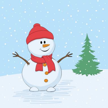Kardan adam ile Noel kış sahne