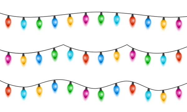 Luces de Navidad aisladas sobre fondo blanco — Vector de stock