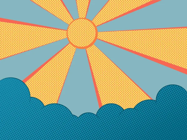 Sol sobre nubes — Vector de stock