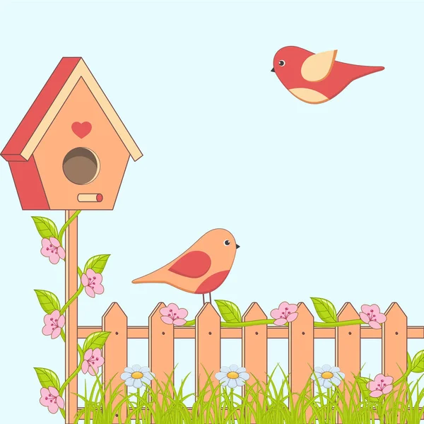 春天的小鸟 — 图库矢量图片