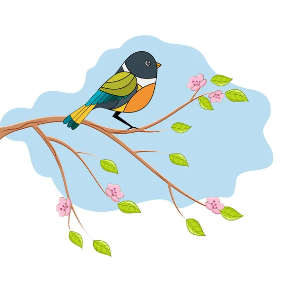 Coloré Oiseau sur branche — Image vectorielle