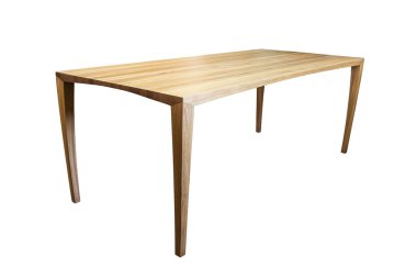 Meşe masada. Beyaz arka plan, izole