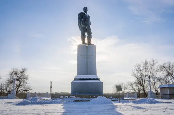 Monumento Valery Chkalov Orenburg Foto Tomada Rusia Invierno 2018 — Foto de Stock