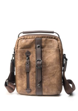 Erkek çanta deri. Beyaz arka plan üzerinde izole nesne