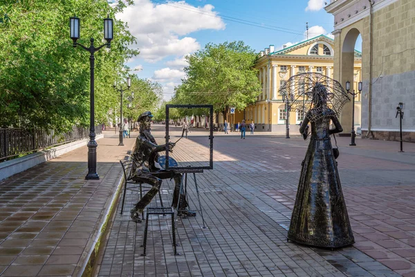 Orenburg Russia June 2019 Art Object Sovetskaya Street Sculpture Street — Stock Photo, Image