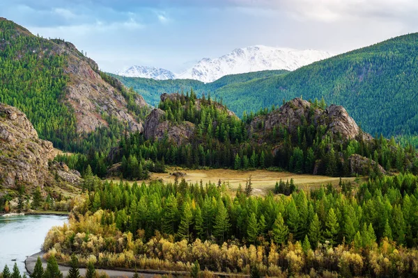 Chuya Floddal Höst Bergslandskap Berg Altai Ryssland — Stockfoto