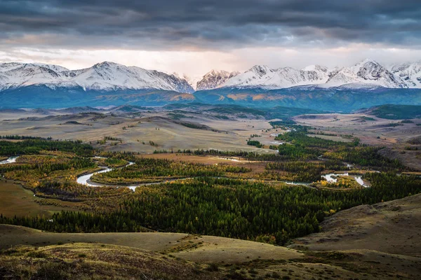 Chuya River Valley Med Utsikt Över North Chuysky Range Gryningen — Stockfoto