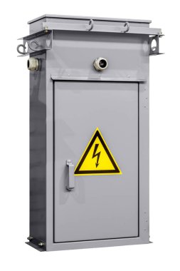 Trafo istasyonu KTP için kenetlenme modülü. Beyaz arkaplan, izole