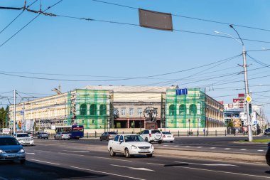 Barnaul, Altai Bölgesi, Rusya - 22 Eylül 2019: Sanat Müzesi, Lenin Caddesi manzarası