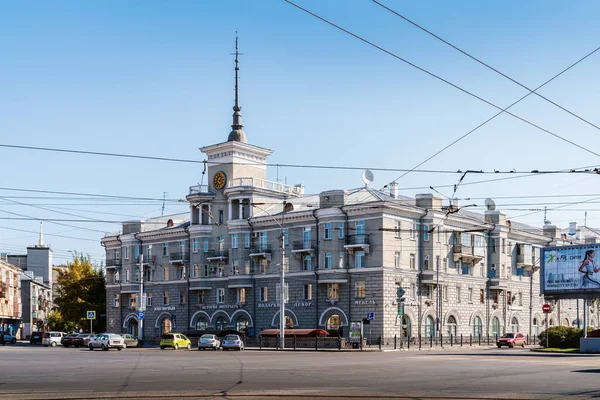 Barnaul Território Altai Rússia Setembro 2019 House Spire Praça Outubro — Fotografia de Stock