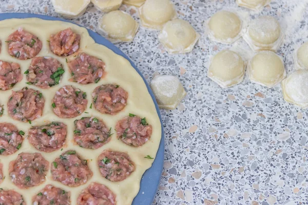 Mantı pişirme. Ev yemekleri. Sağlıklı gıda.