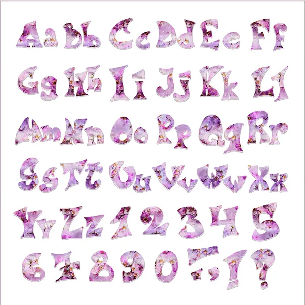 Orchid alphabet letters on white background — Stock Photo, Image