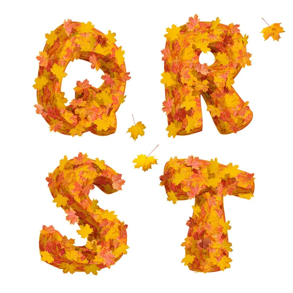 Conjunto de letras enormes del alfabeto de otoño: Q, R, S, T — Foto de Stock