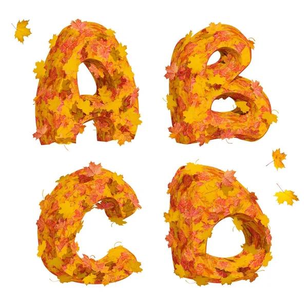 Conjunto de enormes letras do alfabeto de outono: A, B, C, D — Fotografia de Stock