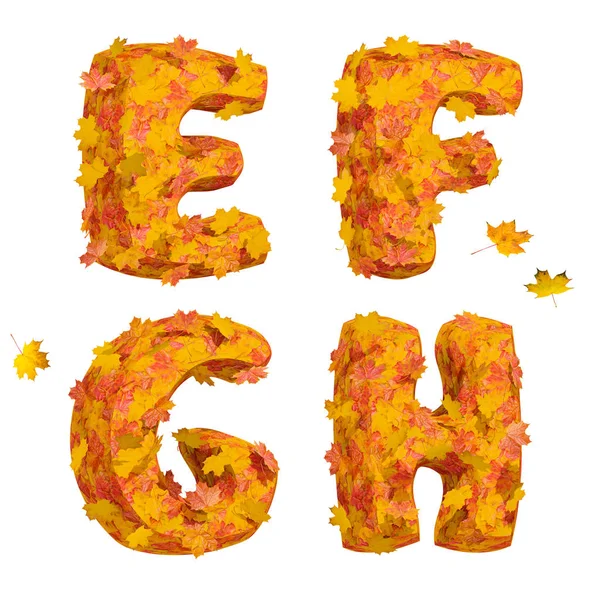 Conjunto de letras enormes del alfabeto de otoño: E, F, G, H —  Fotos de Stock