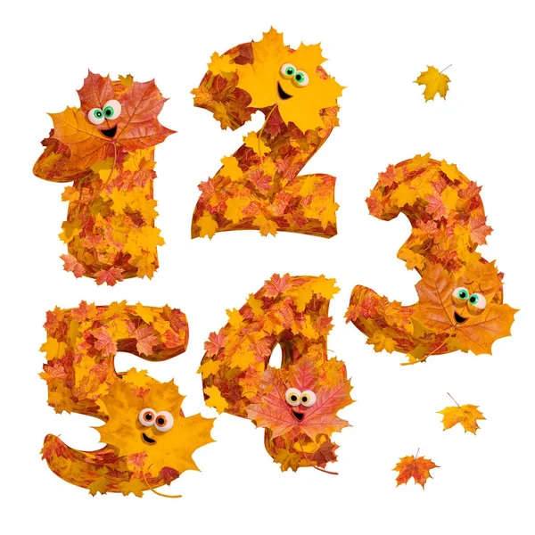 Conjunto de enormes números animados tridimensionales de otoño: 1, 2, 3 , — Foto de Stock