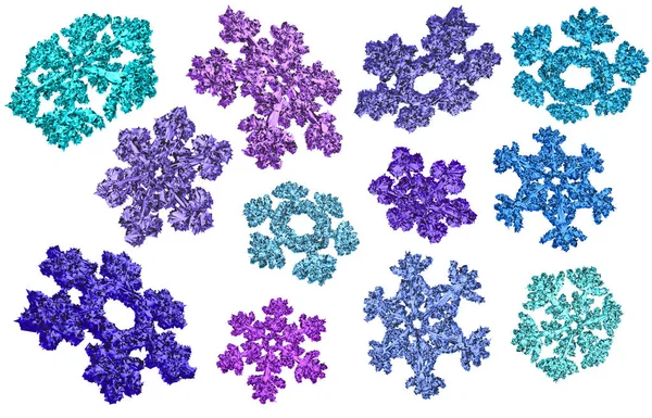 Beyaz arka plan üzerinde farklı düşen kar taneleri ayarla.